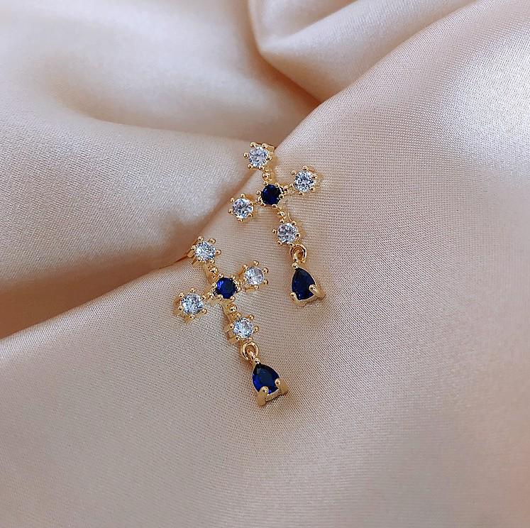 Colorful Rhinestone Five-Pointed Star Stud Earrings for Women Alloy