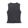 2025 Spring/Summer Women's Sleeveless Layered Knit Top - Simple, Versatile, Round Neck Design
