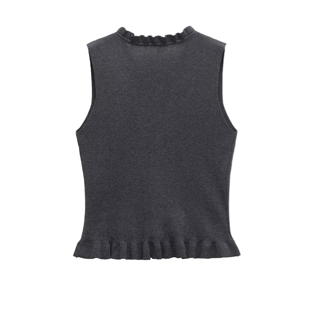 2025 Spring/Summer Women's Sleeveless Layered Knit Top - Simple, Versatile, Round Neck Design