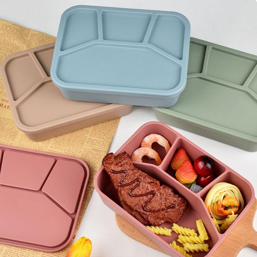 4 Compartment Silicone Lunch Box Microwave Safe Fresh-keeping Box Durable Food Container  Worker