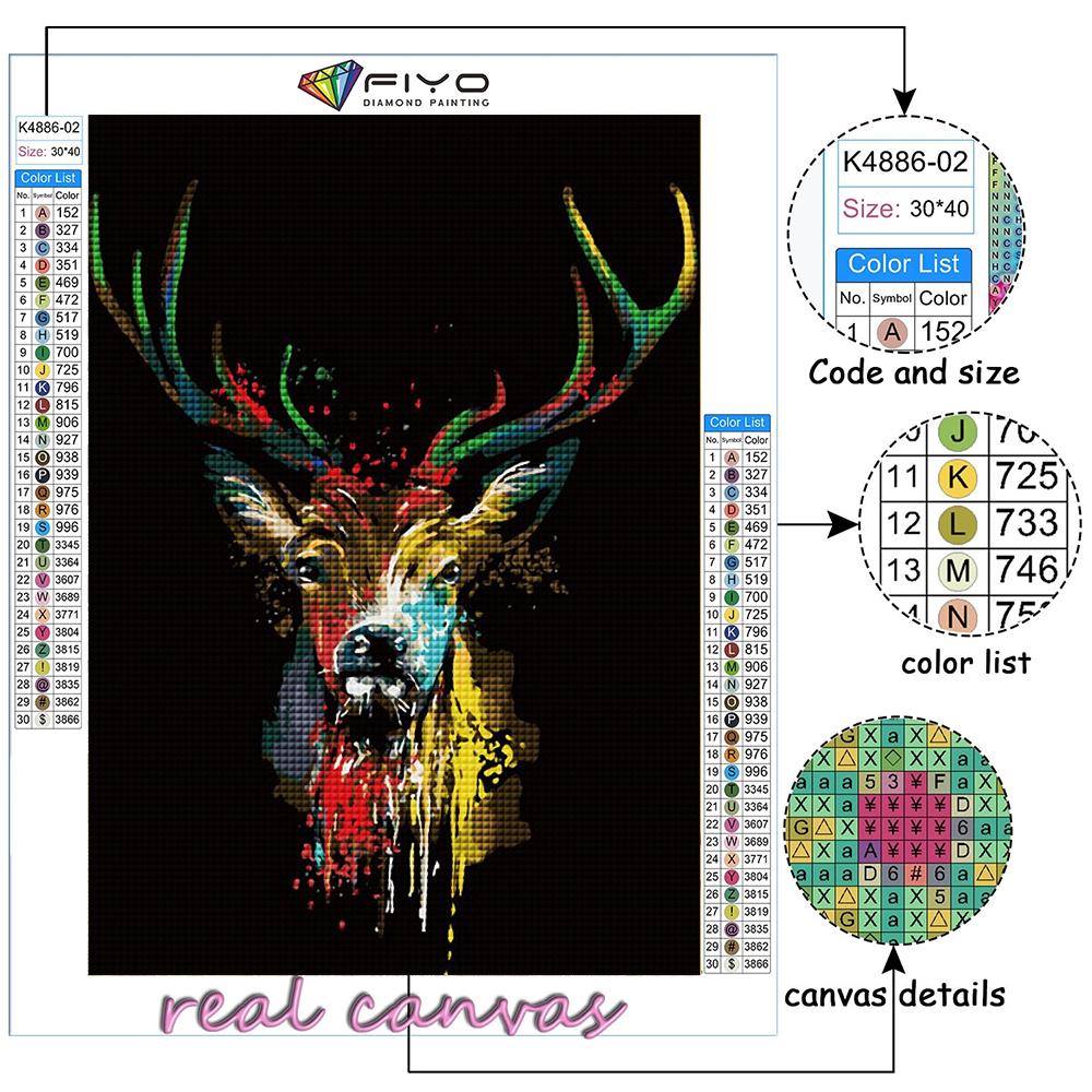 Cross Stitch Kit DIY Diamond Embroidery Colorful Animal Deer Diamond Painting Home Decor