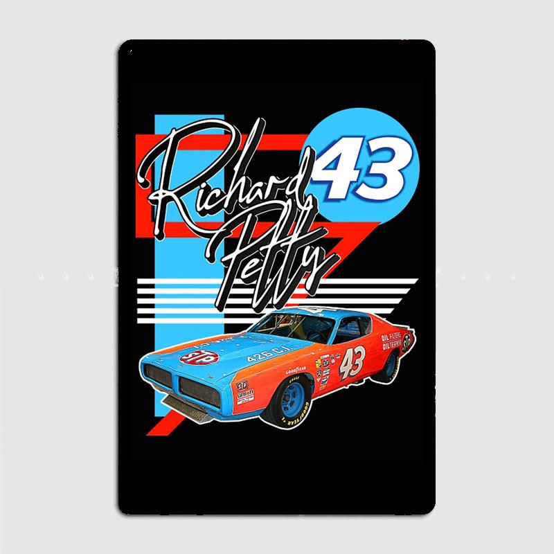Richard Petty Retro NASCAR Racing Fan Wall Sign Metal Poster Garage Room Wall Decoration Cinema Custom Tin Vintage Home Decor