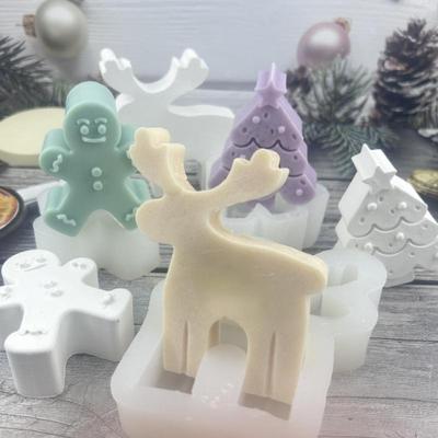 3D Christmas Tree Elk Gingerbread Man Scented Candle Silicone Mould DIY Christmas Candle Mould Plaster Silicone Candle Mould