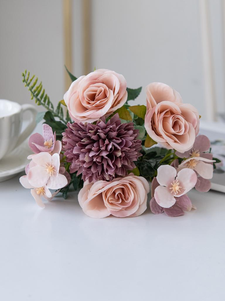 1PC Artificial Flowers Silk Rose Peony Bouquet Hydrangea Carnation Vases for Home Party Winter Wedding Decoration Fake Plant