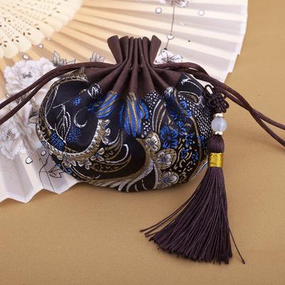 Hot Sale Chinese Style Sachet Handmade Vintage Embroidery Lucky Tassel Drawstring Bag Pocket Wedding