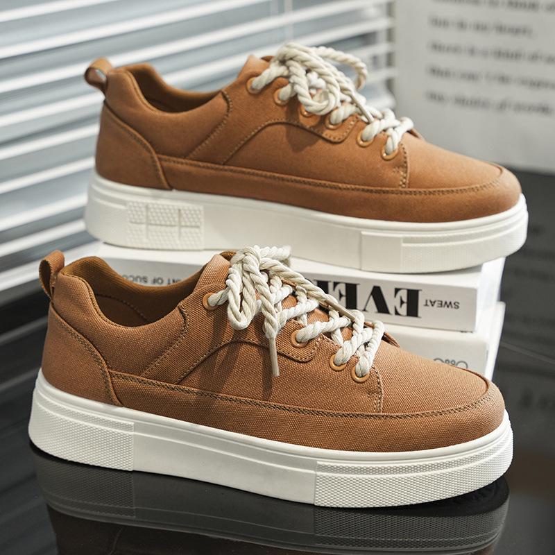 

Мужская обувь из парусины 2025 года, новые четырехсезонные дышащие нишевые дизайнерские универсальные повседневные кроссовки для студентов, спортивные черные модные туфли 39 коричневый