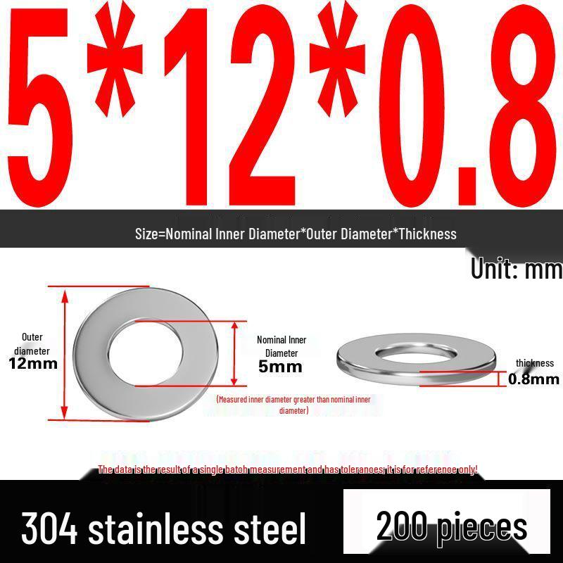 Thickened 304 Stainless Steel Flat Washer Spacer (M2-M36)