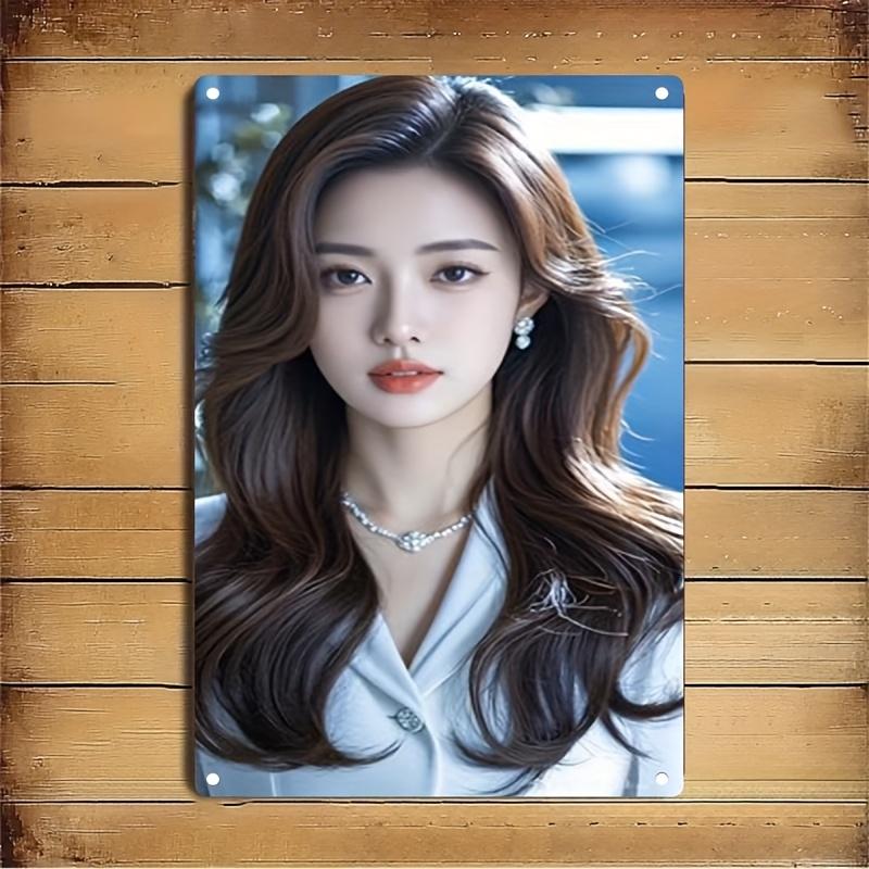 Metal Art Woman Face Profile Poster Korean Beauty Standard Wall Decor Home Art Gift