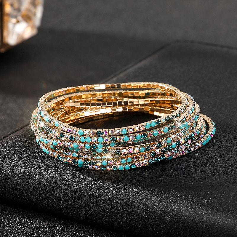 Diamond Elastic Bracelet Color Zircon Rhinestone Claw Chain Crystal Bracelet Gemstone Full Diamond Jewelry