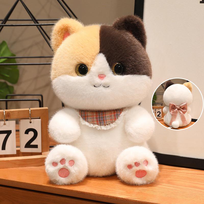 Cute Black Cat & Calico Cat Plush Dolls - Children's Gift & Desk Companion