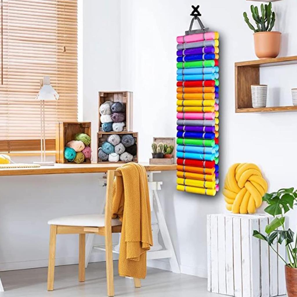 Vinyl Storage Organizer Vinyl Roll Holder with 12 Compartment Craft Vinyl Storage Rack Wall Mount Over The Door Hanging Organizer Storage Hanging