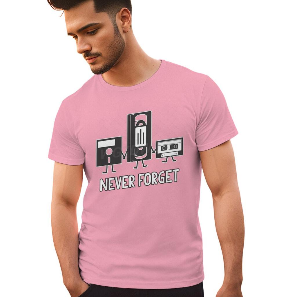 Never Forget Print Floppy Disk Cassette Tape Pattern T Shirts Men Women Vintage Short Sleeve Streetwear Fashion Male Tshirts