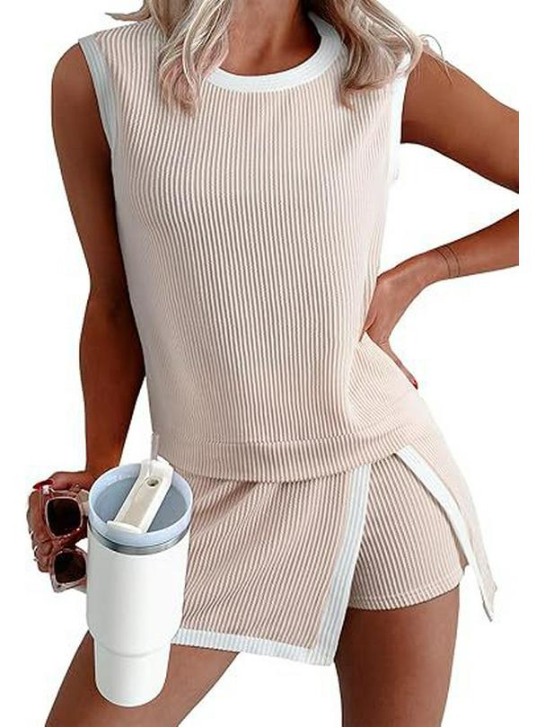 Women's Casual Round Neck Loose T-shirt and Elastic Waist Pants Skirt Set 2026