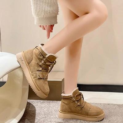 Designer Chelsea Snow Boots Winter Short Plush Fur Warm Ankle Flats Platform Casual Shoes Femme Non-slip Bottines