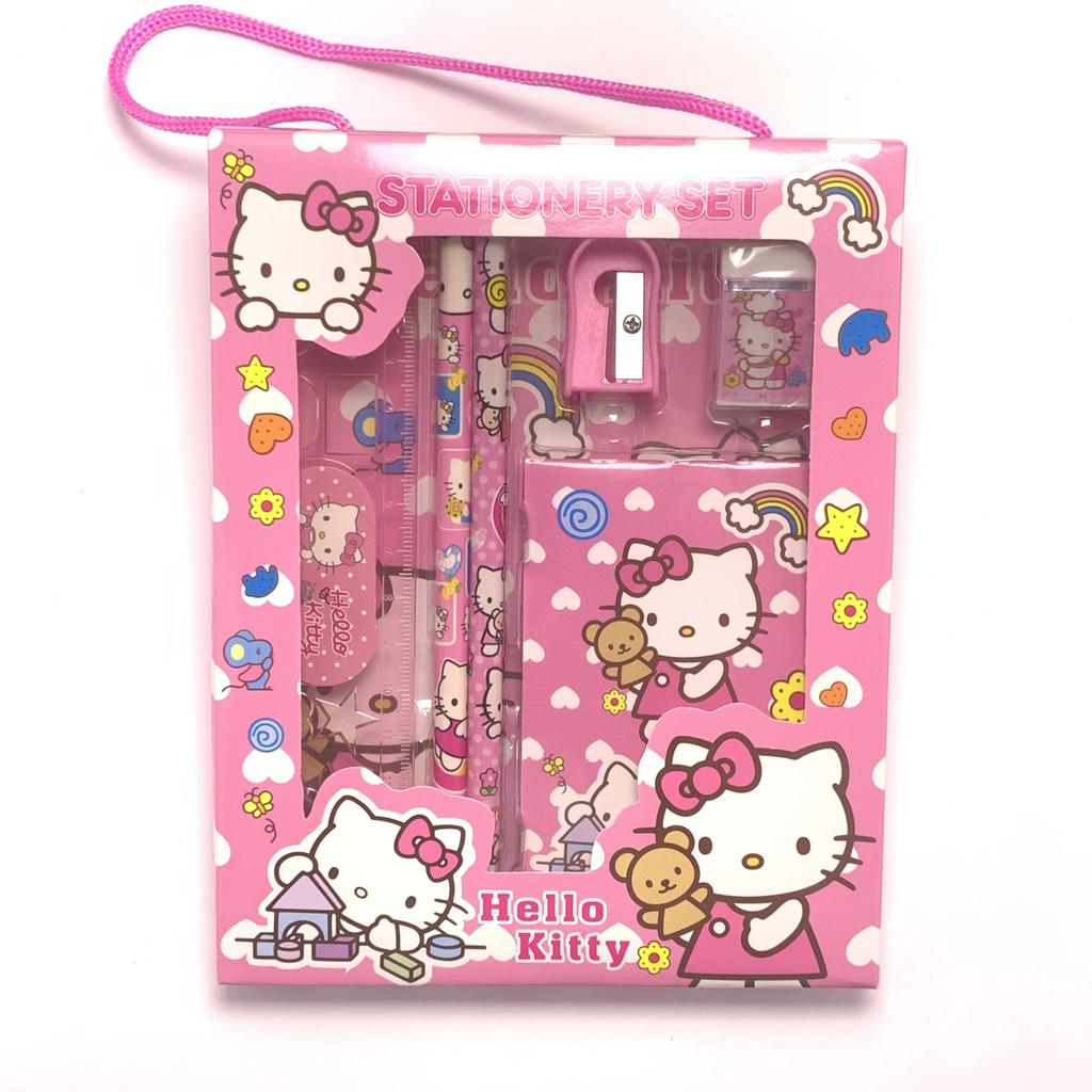 Kawaii Kuromi Melody Handheld Stationery Set Cartoon Pencil Ruler Notebook Children Learning Gift Birthday Prize