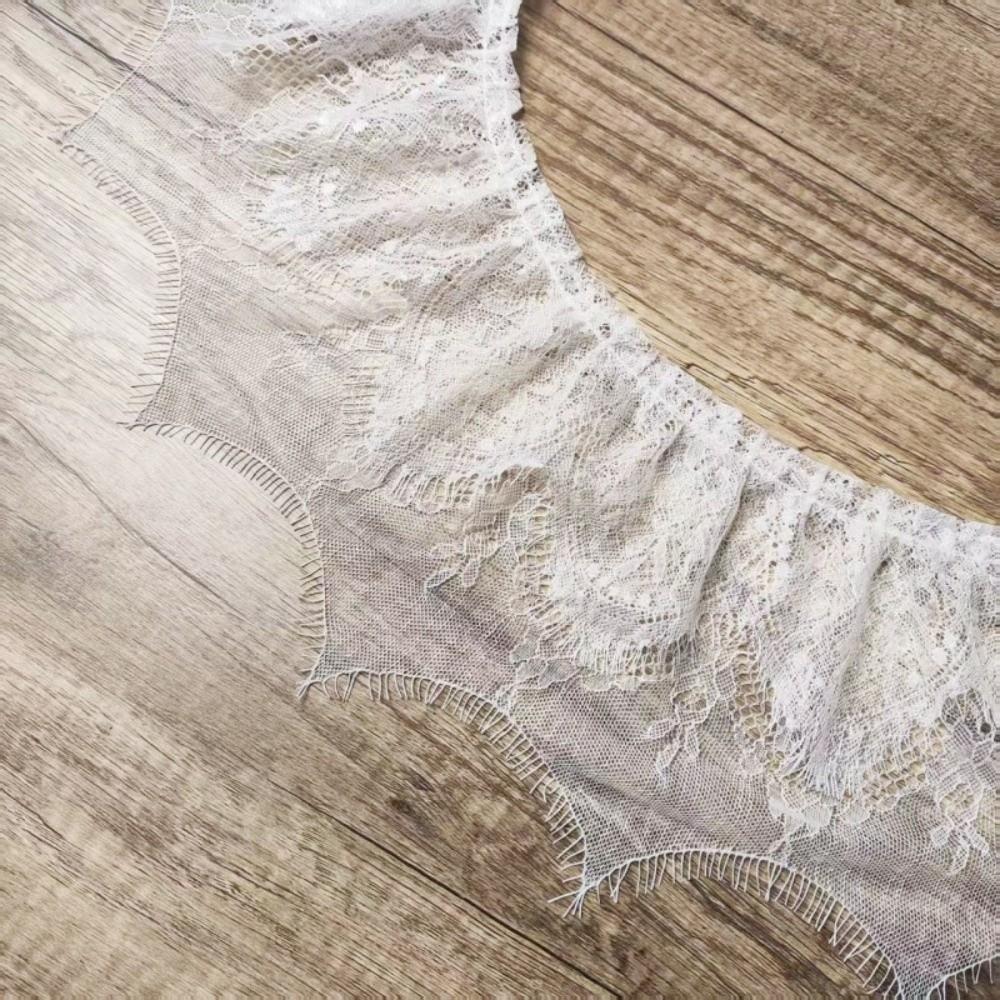 

2M Floral Embroidery Lace Handmade Bearded Edge Hollowed Out Lace DIY Material Lace Trim Wedding Embroidery Home Decor белый