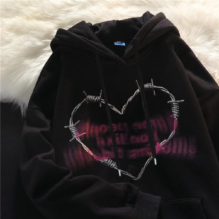 Ladies Hooded Hoodie Women's New Letter Printed Loose Long Sleeved Top Student Pullover Jacket