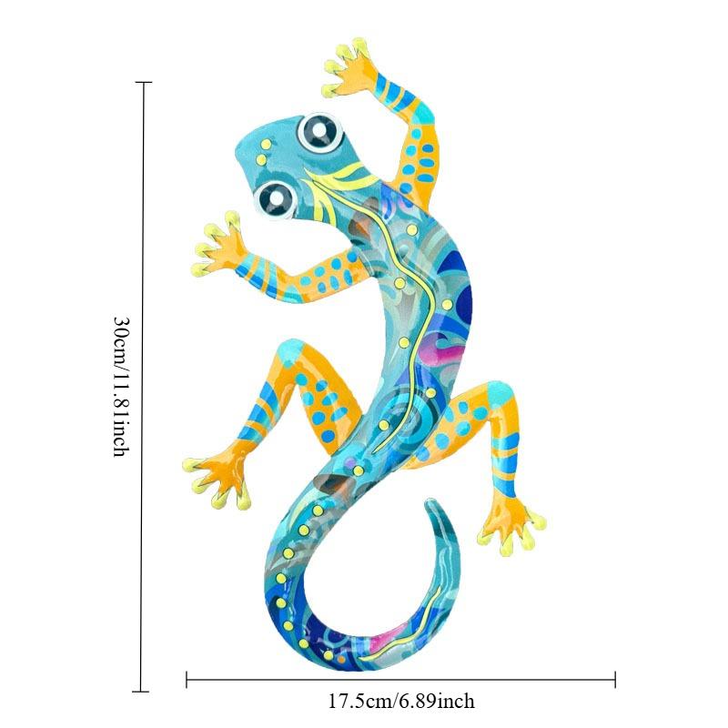1pc Creative Iron Art Colorful Lizard Wall Hanging Home Metal Crafts Colorful Gecko Wall Decoration