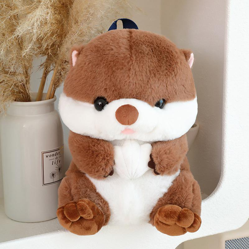 Otter Plush Toy Backpack - Cartoon Otter with Shell Bag for Kids