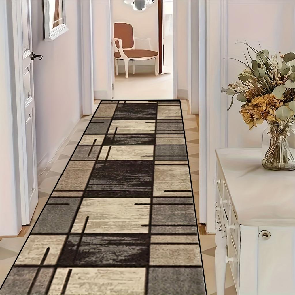 Modern Geometric Corridor Long Strip Carpet, Anti-Slip And Washable Floor Mat, Entrance Hall, Living Room Home Decoration