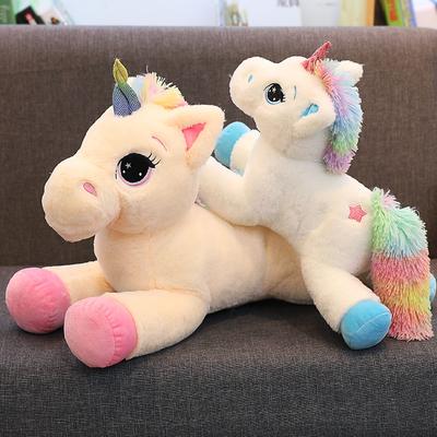 40-80cm Rainbow Unicorn Plush Playthings Cute And Charming Horse Playthings Stuffed Cartoon Animal Doll Xmas Birth Date Present
