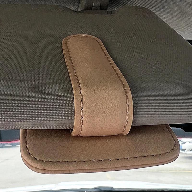 Car Sun Visor Glasses Case Leather Eyeglasses Clip Multifunction Magnetic Sunglasses Hanger Holder Universal Interior Accessorie