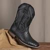 882 Cowboy Boots Men Retro Western Embroidered Martin Fall Casual Round Toe Square Heel High Top