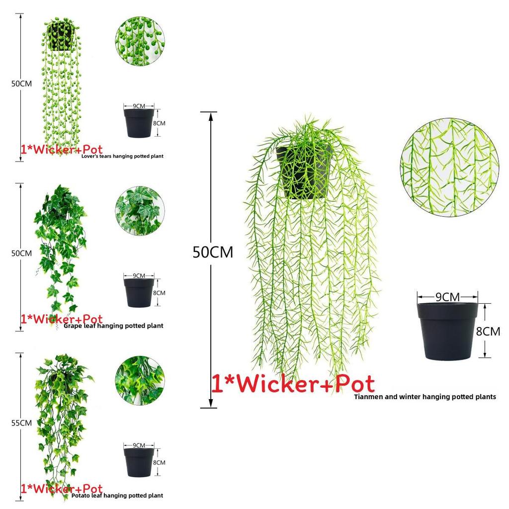 Faux Hanging Vine Plant With Green Leaves For Balcony And Party Decoration