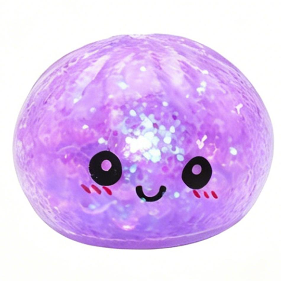 Kleurrijke Mini Glitter Dumpling Glitter Dumpling Squishy met Doos Dumplings Sensorisch Knijpspeelgoed voor Stressverlichting Speelgoed purple