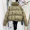 Women's Stand Collar Long Sleeve Cropped Jacket Loose Fit Casual Puffer Coat Winter Warm Outerwear