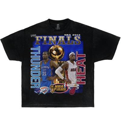 Finali 2012 Thunder Vs Heats Lebron Durant Camicia Vintage Larga T-shirt da Basket