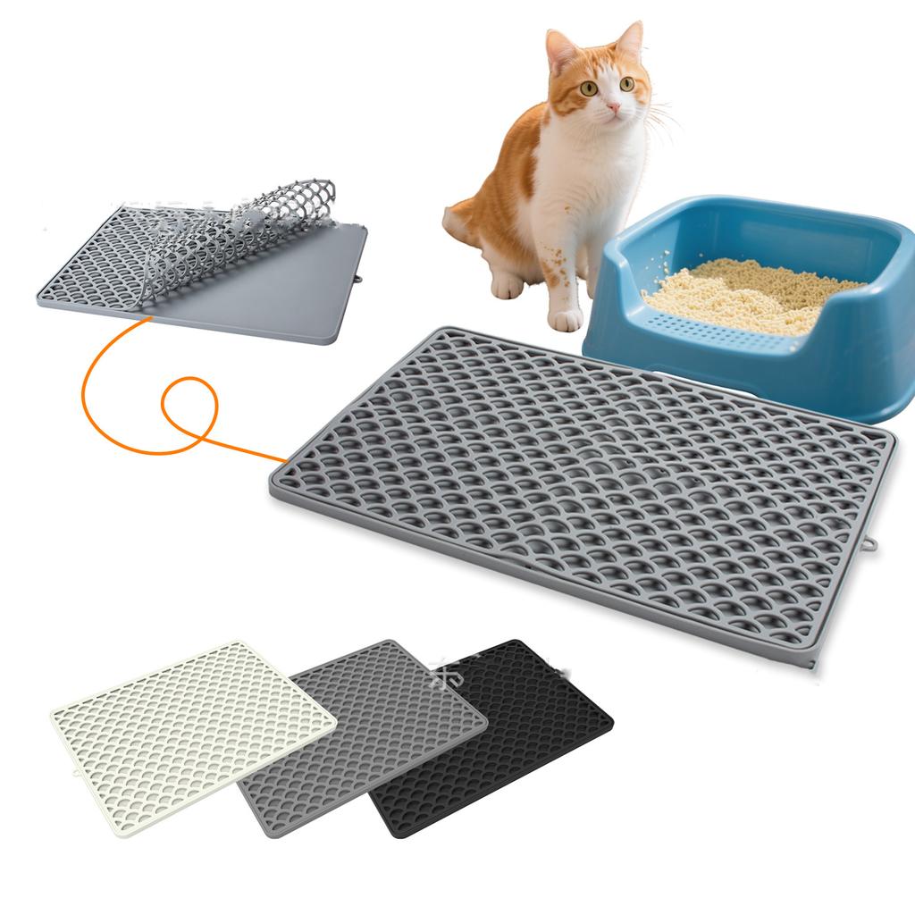 Portable Cats Litter Containment Mat Silicone Top Waterproof Base Foldable Structure For  And Space Saving