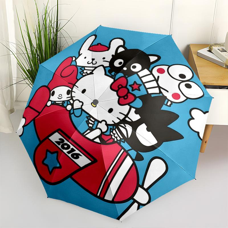 

1pc Hello Kitty & Friends Edition Automatic Opening/Closing Umbrella with Foldable Design, Star Pattern, Outdoor, Suitable for Fans, Travelers, Daily