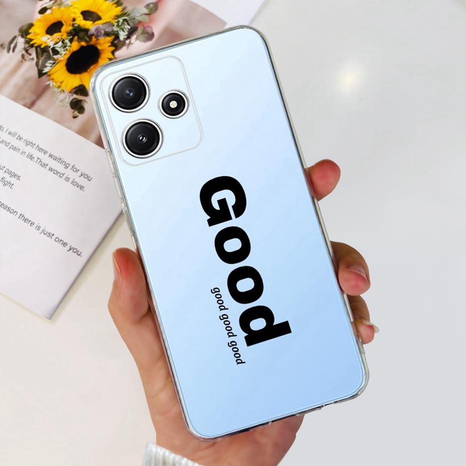 Cute Flower Cat Painted Case For Xiaomi Redmi 12 5G 2023 Soft Silicone TPU Back Cover For Redmi12 5G Global Phone Bumper
