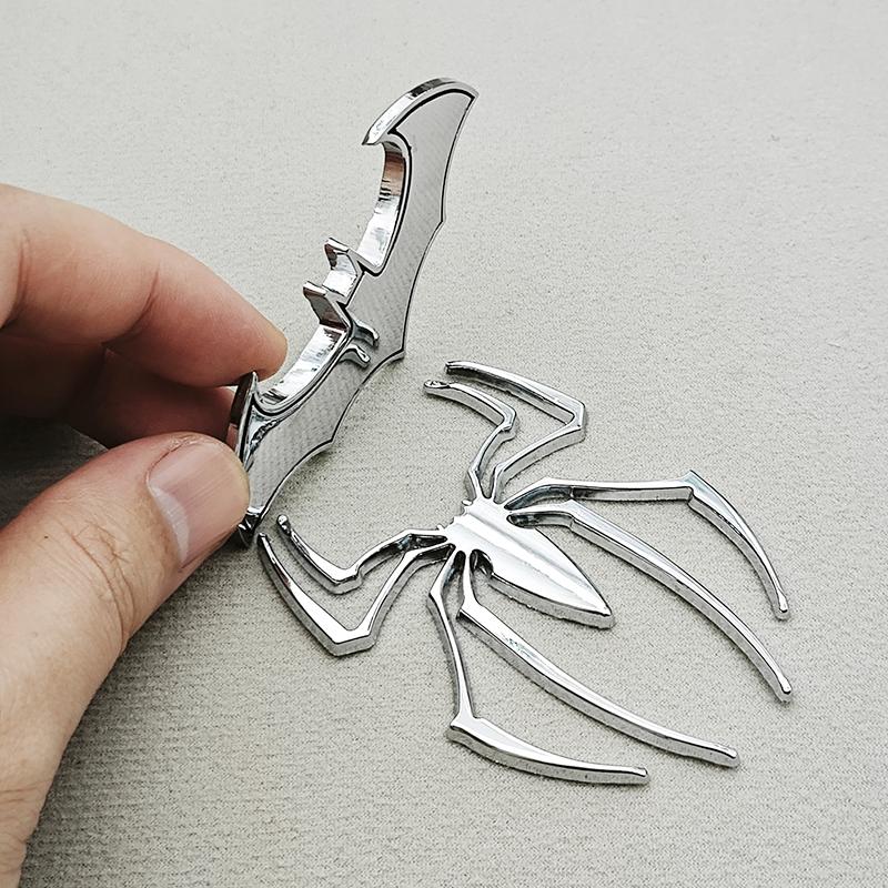 3D Metal Car Sticker Spider Bat Logo Chrome Badge Auto Emblem Decal Car Styling Decoration Auto Exterior Universal Accessories