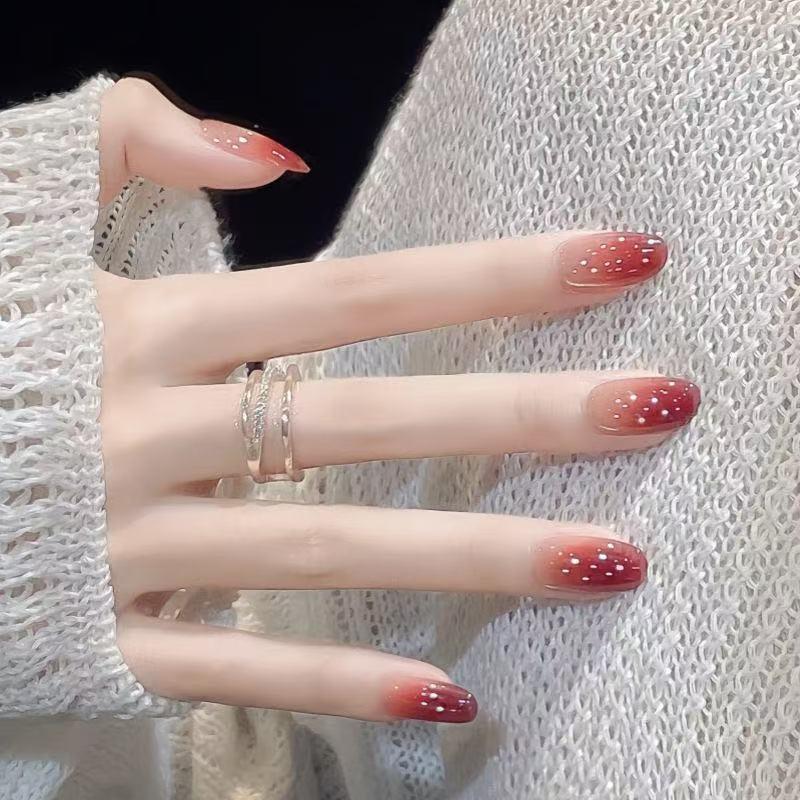 Plum Sauce Gradient Cat Eye Removable Nails: High-End Autumn/Winter Chic