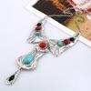 Pendant Turquoise Vintage Necklace With Alloy Chain And Multilayer Design