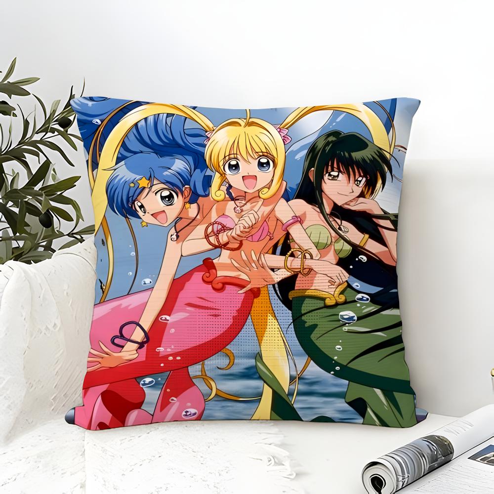 Comic Anime M-Mermaid Melody Pichi Pitch 5 Pillow Case Cotton Linen Fabric Square Zipper Pillowcase Home Decorative Living Room