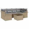 7 Piece Beige Garden Sofa Set with Cushions