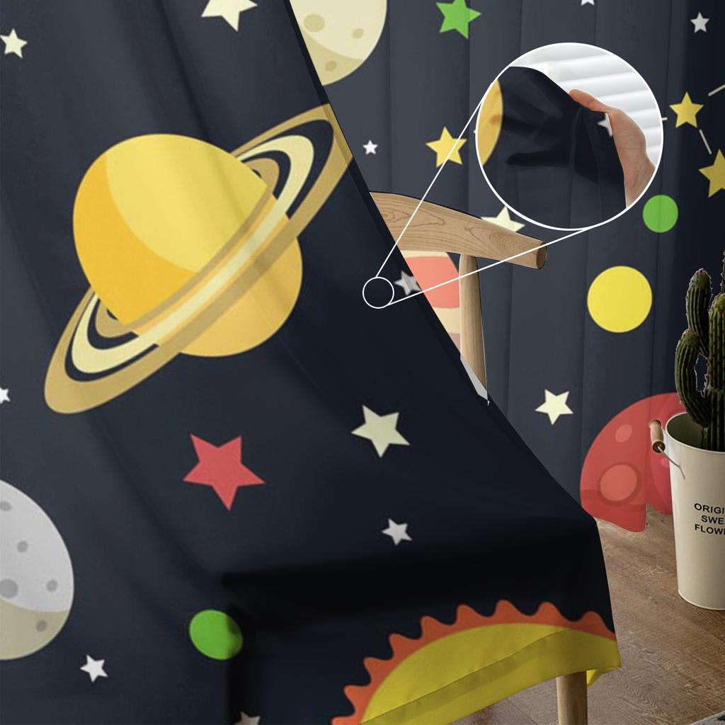 Cartoon Planet Universum Galaxie Chiffon Transparente Vorhänge für Wohnzimmer Schlafzimmer Heimdekoration Fenster Voile Tüll Vorhang Drapierungen