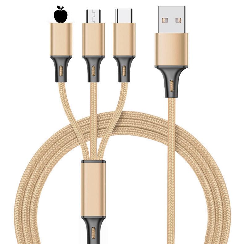 100W Transparent 3-in-1 Fast Charging Cable for Apple, Huawei, and Type-C Devices, 6A Super Speed