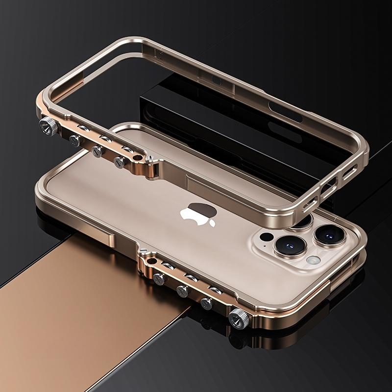

Cyberpunk Punk Mechanical Phone Frame Case For iPhone 16 15 14 13 Pro Max Plus Aluminum Alloy Metal Shockproof Bumper Cover iPhone 15