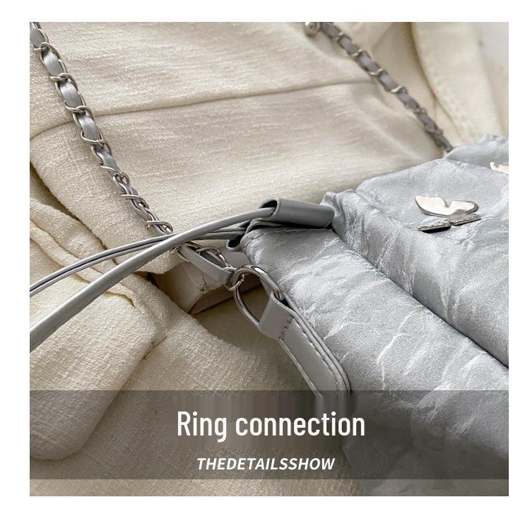 High-End Women's Metallic Bow Bucket Bag - Autumn 2024 Niche Fashion Drawstring Style