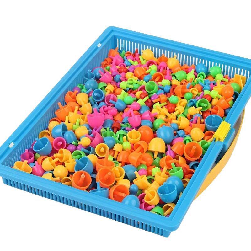Interlocking Mushroom Nails Puzzle Toy for Kids - Creative Assembly Blocks for Boys & Girls, Perfect Birthday or Kindergarten Gift