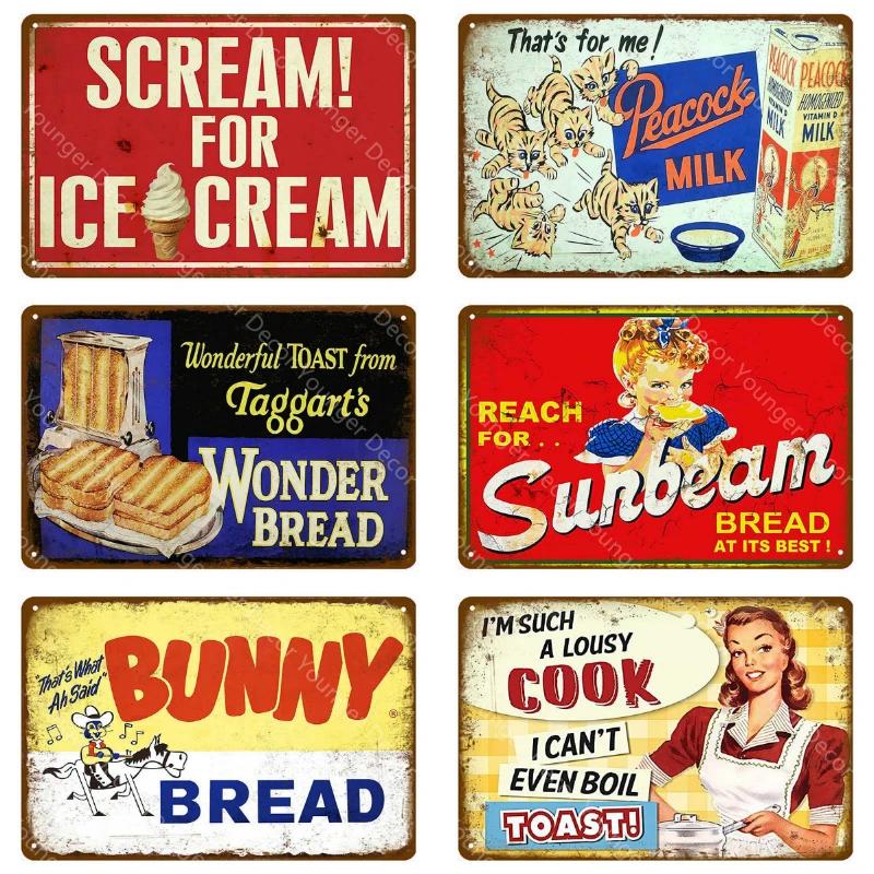 Wonder Bread Metal Signs Handmade Pies Vintage Poster Kitchen Decor Cafe Bar Shop Decorative Plate Food Cook Wall Sticker YI-154