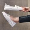 Erste Schicht Rindsleder flacher Mund Feder und Sommer weiße Schuhe Damen ausländischer Stil neue lässige vielseitige Damenschuhe flache Grundplatte
