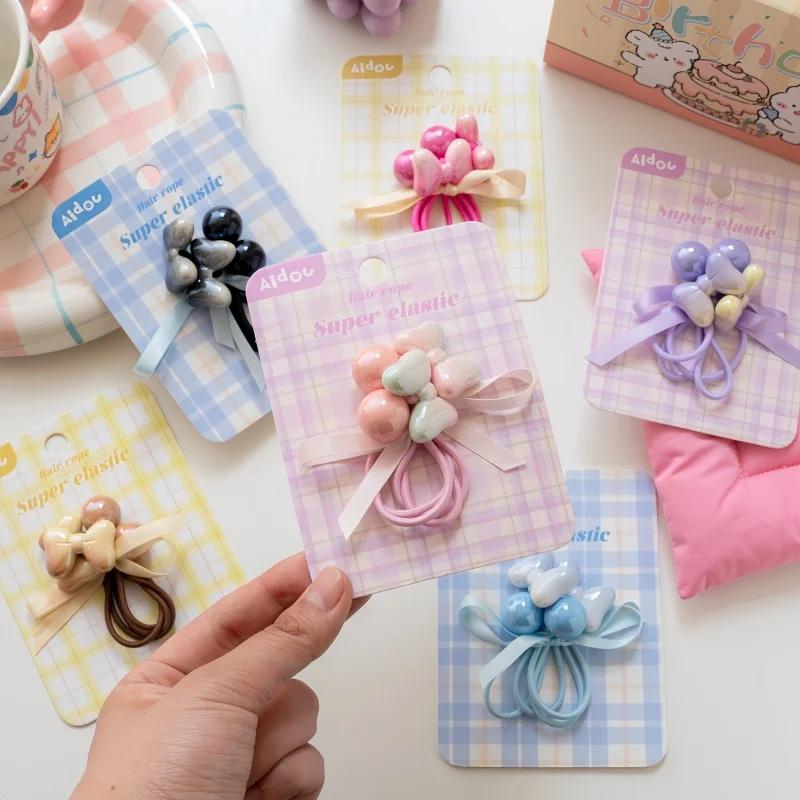 Niedliche elastische Haarbänder Mädchen Farbverlauf Haargummis mit Schmetterlingsknoten Hübsche Pferdeschwanzhalter Kinder Blume Haarschmuck