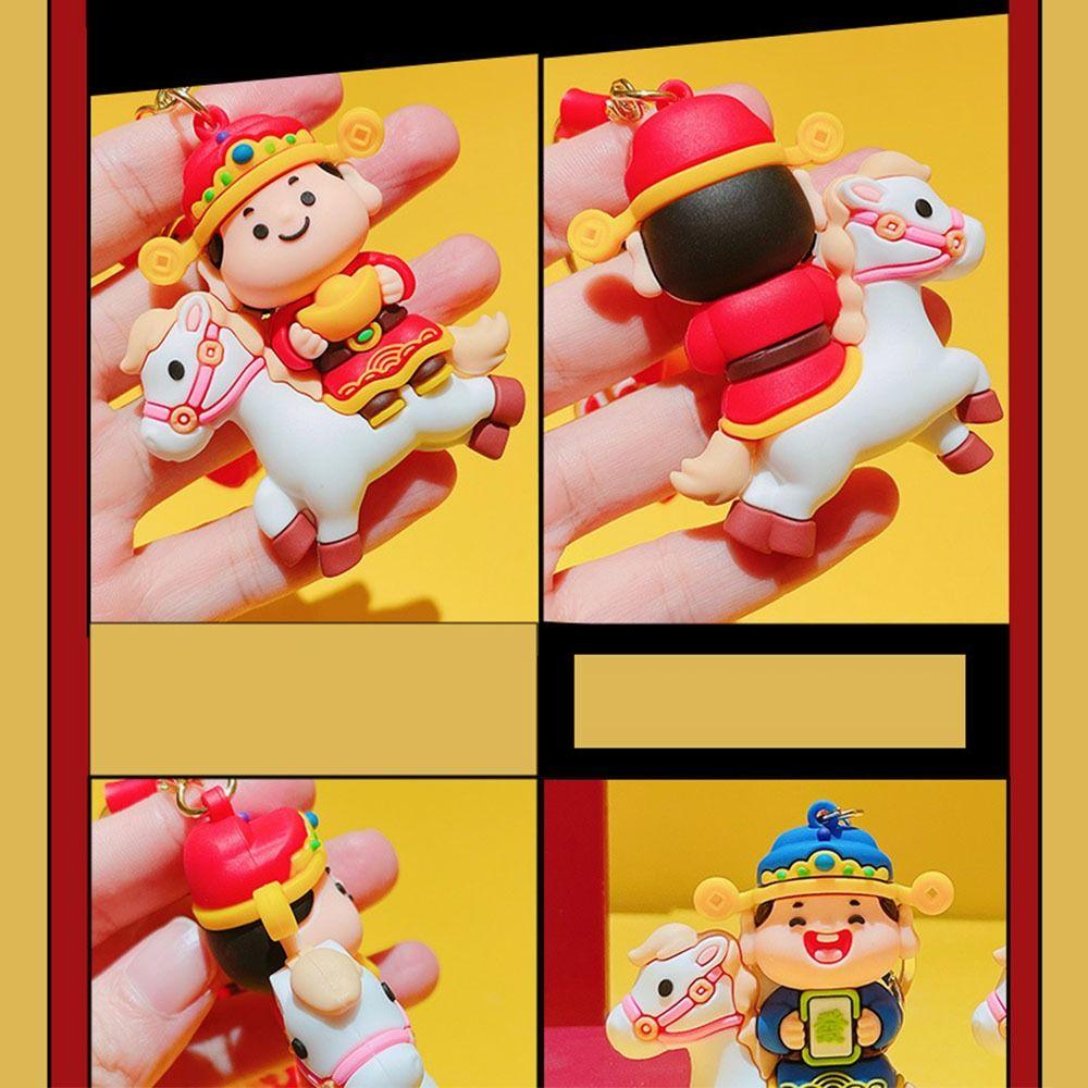 Little God of Wealth Horse Year Keychain Chinese Style New Year Keyring Girls' Schoolbag Pendant