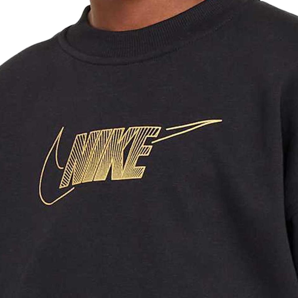 Nike Alphabet Crew Neck Lässiger Langarm-Sweatshirt Kinder Oberteile Schwarz FJ6161-010