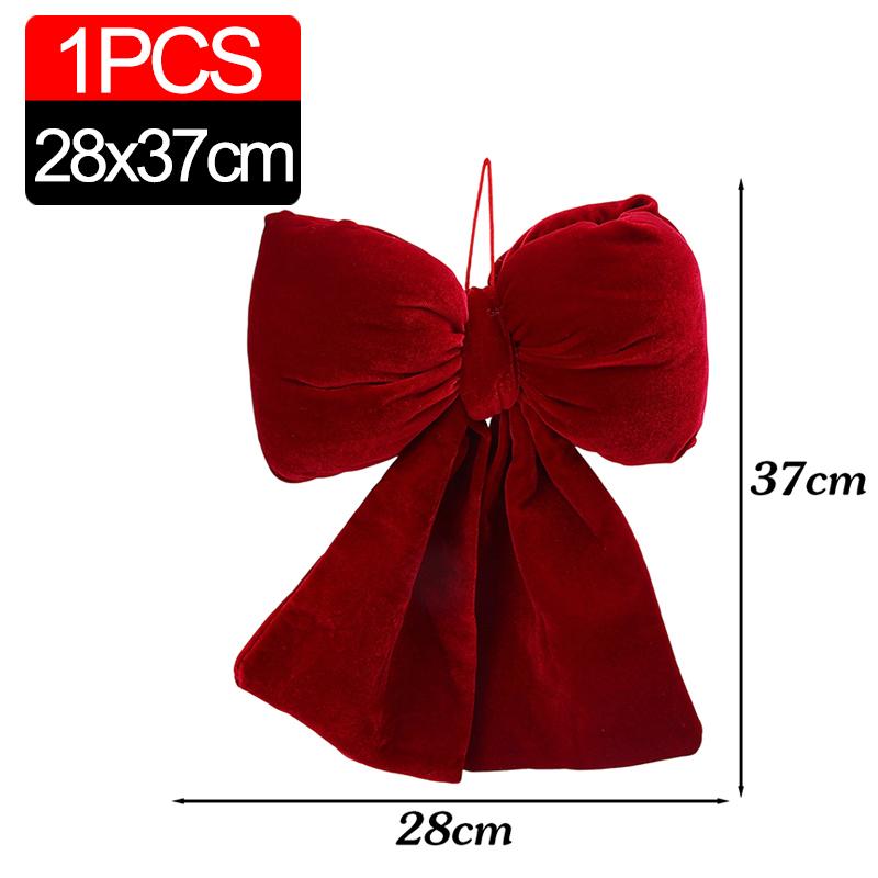 3/1PCS Large Red Velvet Christmas Bow Ornaments Xmas Tree Bowknot Hanging Pendant for Holiday New Year Party Gifts Decoration